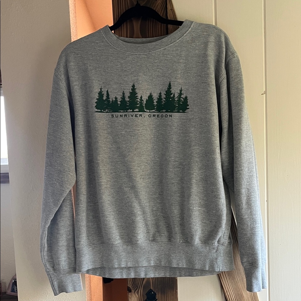 Gray Sweater with Green Tree Design